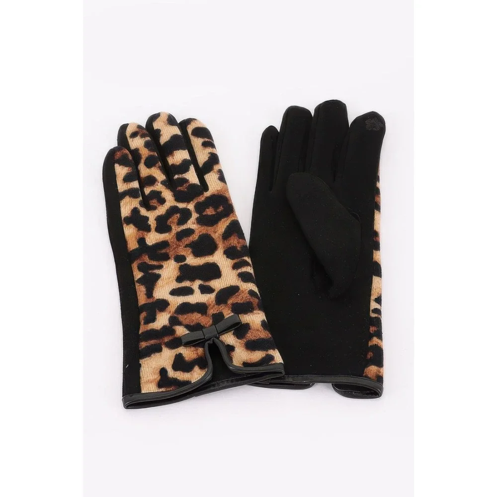 Womens Animal‎ Print Gloves Faux Leather